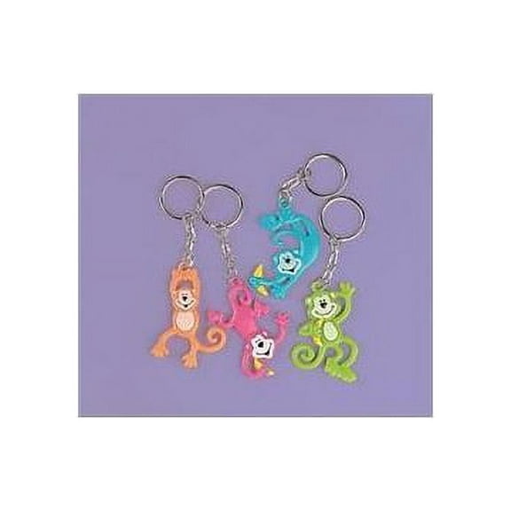 Neon Monkey Key Chains - Party Favors - 12 Pieces