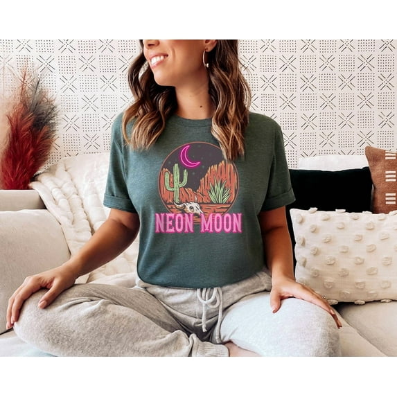 Neon Moon Tshirt, Cactus Shirt, Desert Cactus Shirt, Hiking Shirt, Country Music Lover, Music Lover Gift, Country Song Shirt, Unisex Tshirt SWEATSHIRT All Size S-5XL