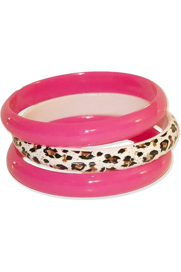 3 Pack Bangles with Cheetah Print 80s Style