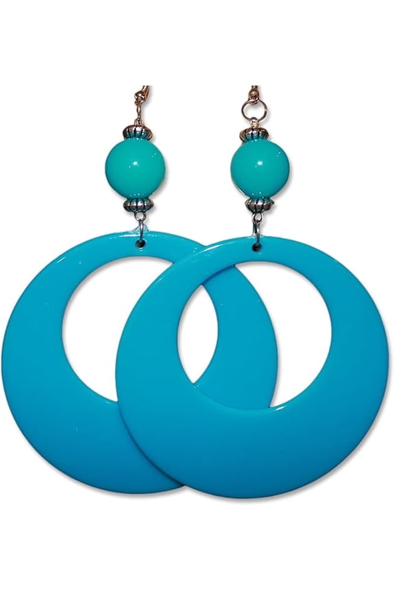 Large Retro Hoop 80s Costume Dangle Earrings