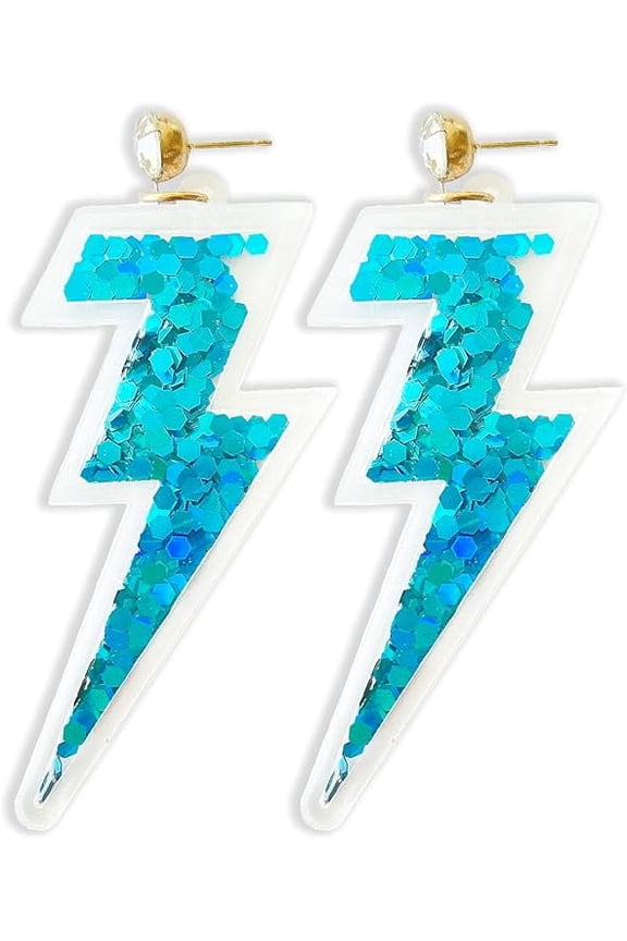 Lightning Bolt Earrings with Sparkle Sequins Inside