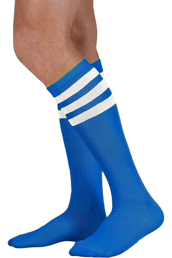 Unisex Adult Size Colored Knee High Sock with Various Color Stripes