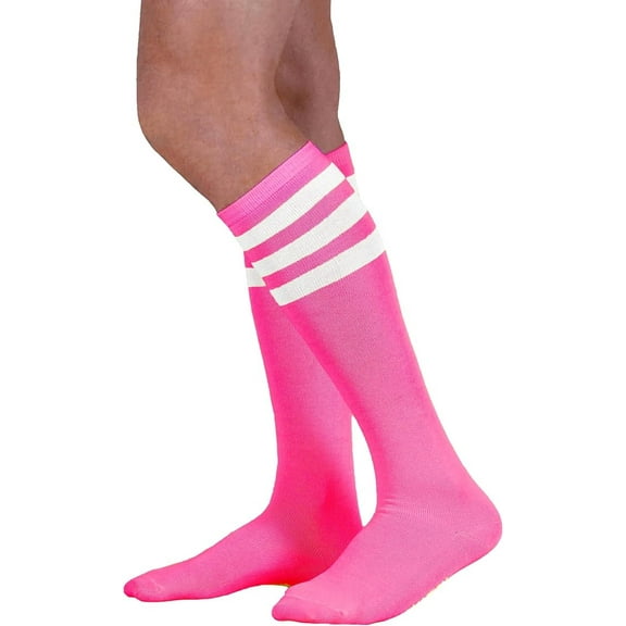 Neon Nation Unisex Adult Size Colored Knee High Sock with Various Color Stripes