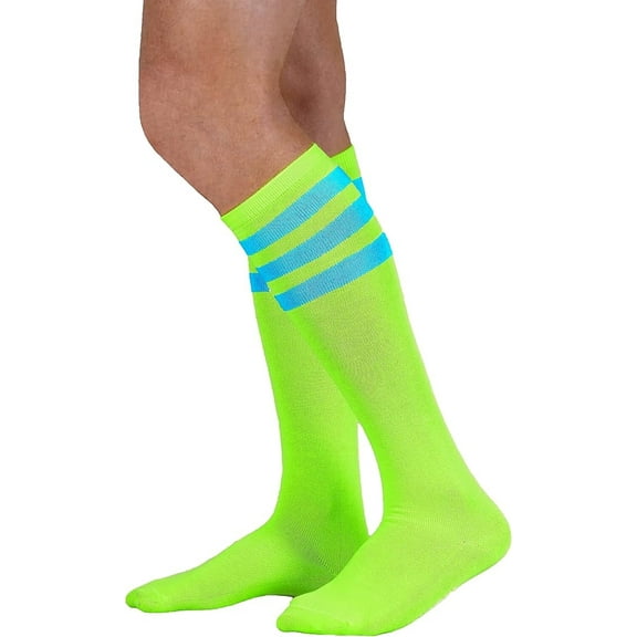 Neon Nation Unisex Adult Size Colored Knee High Sock with Various Color Stripes
