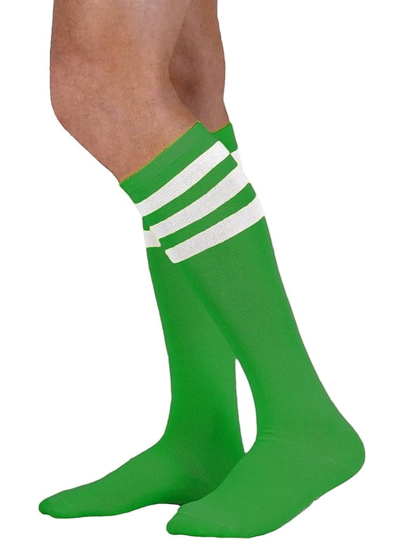 Unisex Adult Size Colored Knee High Sock with Various Color Stripes