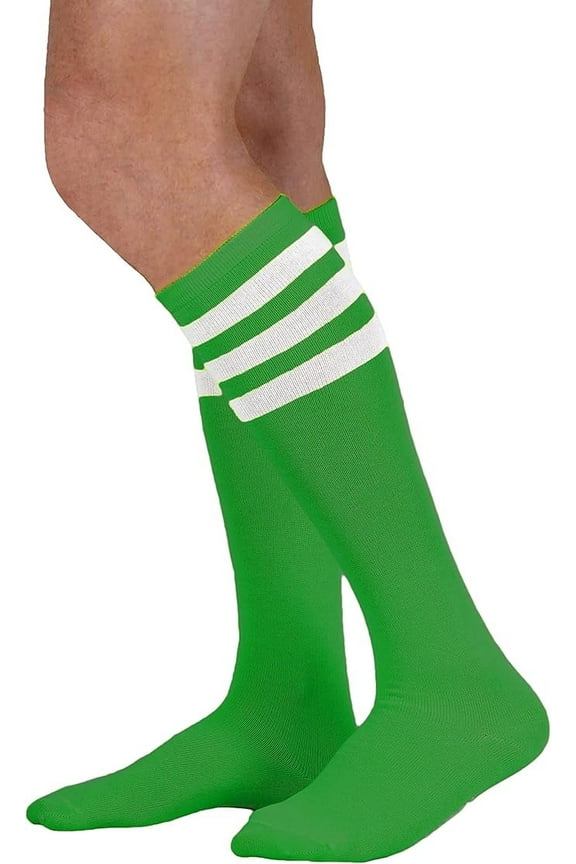 Unisex Adult Size Colored Knee High Sock with Various Color Stripes
