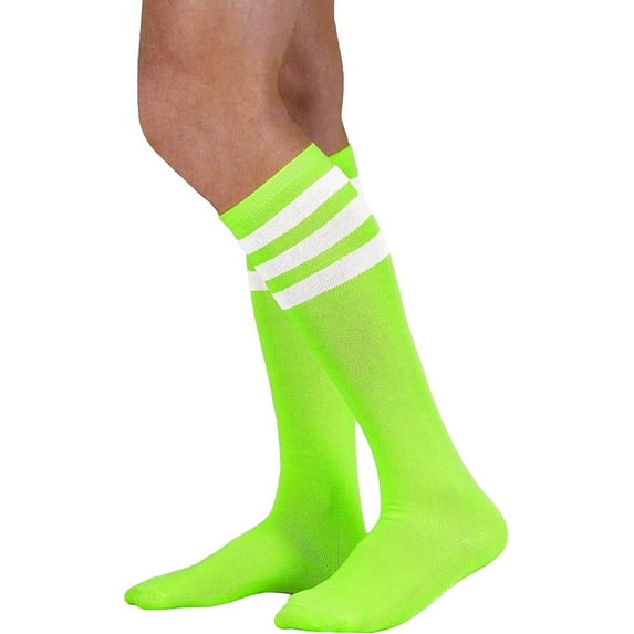Neon Nation Unisex Adult Size Colored Knee High Sock with Various Color Stripes