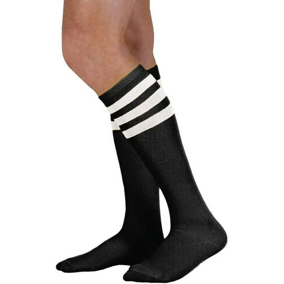 Neon Nation Unisex Black Knee High Tube Sock with Various Colored Stripes