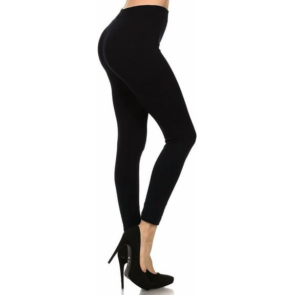 Neon Nation Women’s Solid Color Full Length Seamless High Waist Leggings 80s Costume Pants, Black