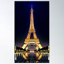 Neon Night At The Eiffel Poster Wall Art, Modern Wall Decor For Living Room Bedroom, 24x36 UNFRAMED
