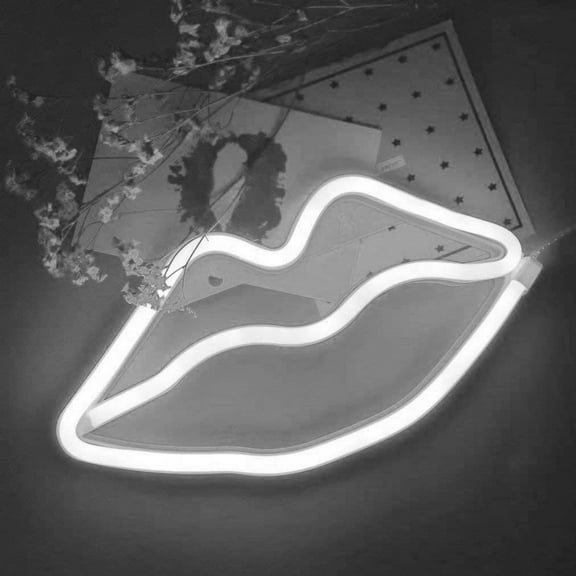 Neon Night Light, LED Neon Signs Lips Neon Lights, Blue, USB Operated, Bedroom