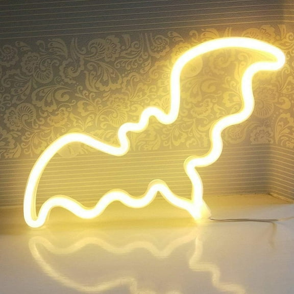 Neon Night Light, LED Neon Signs Night Light Bat Neon Lights Neon Lights for Kids Bedroom Battery USB Operated