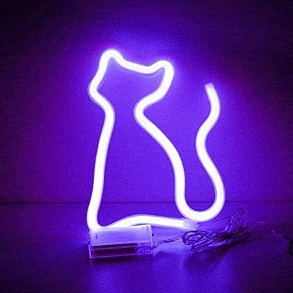 Neon Night Light, LED Neon Signs Night Light Cat Neon Lights Neon Lights for Kids Bedroom Battery USB Operated