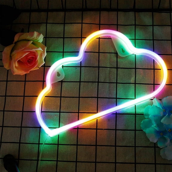 Neon Night Light, LED Neon Signs Night Light Cloud Neon Lights Neon Lights for Kids Bedroom Battery USB Operated