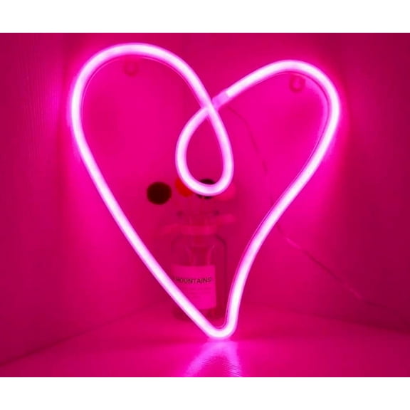 Neon Night Light, LED Neon Signs Night Light Heart Neon Lights Neon Lights for Kids Bedroom Battery USB Operated (Blue)