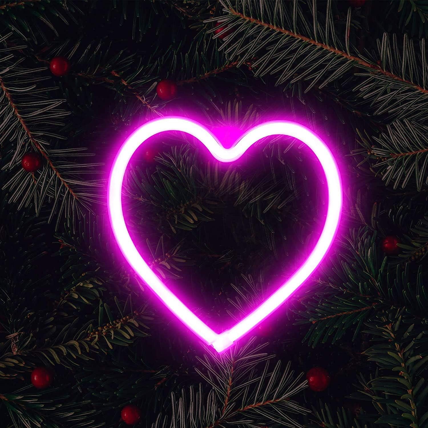 Neon Night Light, LED Neon Signs Night Light Heart Neon Lights Neon ...