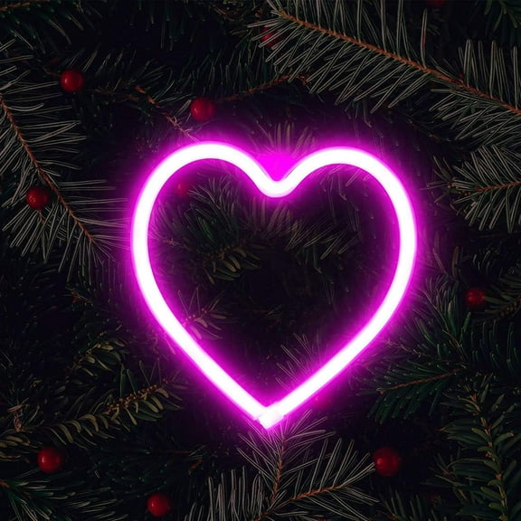 Neon Night Light, LED Neon Signs Night Light Heart Neon Lights Neon Lights for Kids Bedroom Battery USB Operated