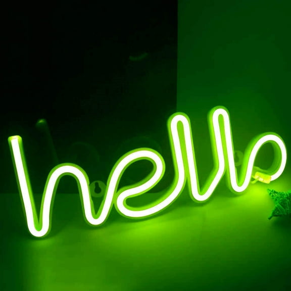 Neon Night Light, LED Neon Signs Night Light Hello Neon Lights for Kids Bedroom Battery USB Operated