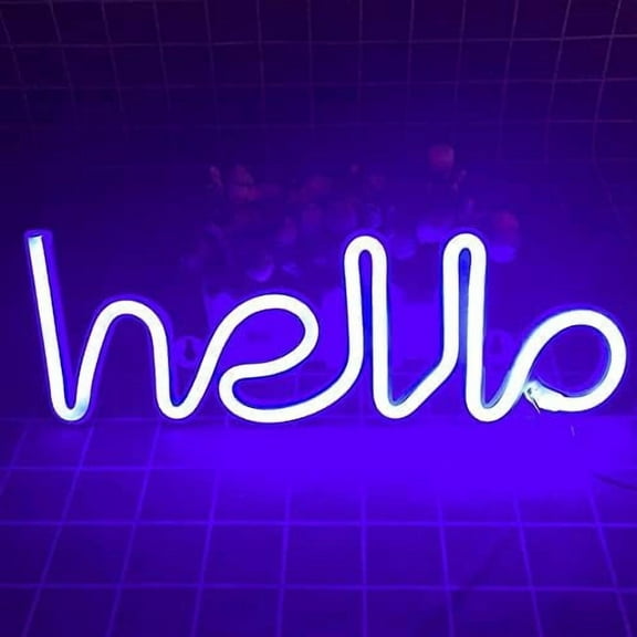 Neon Night Light, LED Neon Signs Night Light Hello Neon Lights for Kids Bedroom Battery USB Operated