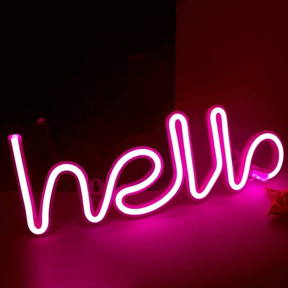 Neon Night Light, LED Neon Signs Night Light Hello Neon Lights for Kids Bedroom Battery USB Operated