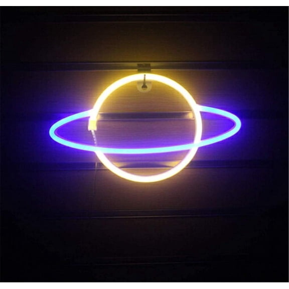 Neon Night Light, LED Neon Signs Night Light Planet Neon Lights Neon Lights for Kids Bedroom Battery USB Operated