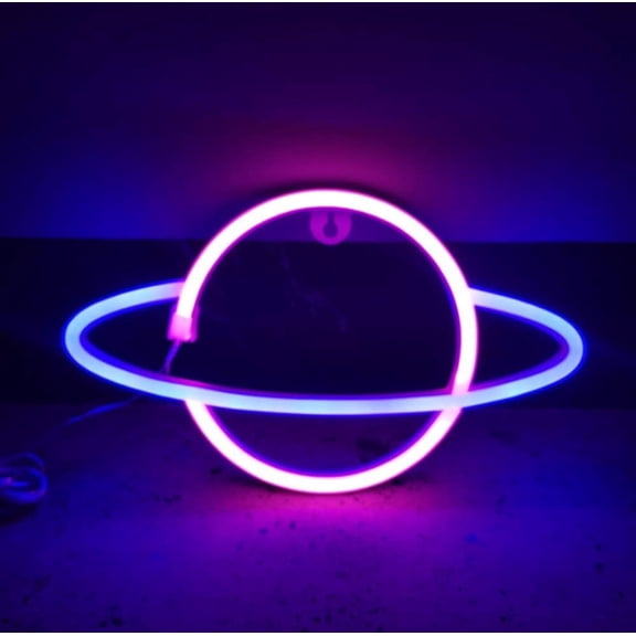 Neon Night Light, LED Neon Signs Night Light Planet Neon Lights Neon Lights for Kids Bedroom Battery USB Operated