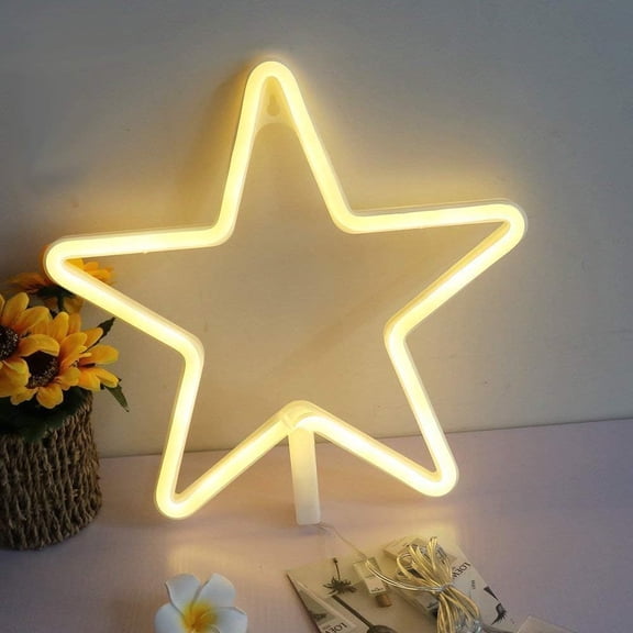 Neon Night Light, LED Neon Signs Night Light Star Neon Lights Neon Lights for Kids Bedroom Battery USB Operated