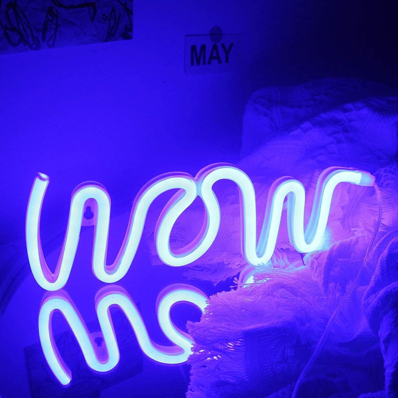 Neon Night Light, LED Neon Signs Night Light Wow Neon Lights Neon ...