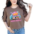 thumbnail image 1 of Neon Nights Graphic T-Shirt, Retro Neon Sign Art Tee, Vintage Car and Diner Tshirt, 80s Aesthetic Shirt, Vibrant Color Print Top, Espresso Comfort Colors T-Shirt, 2XL, 1 of 1