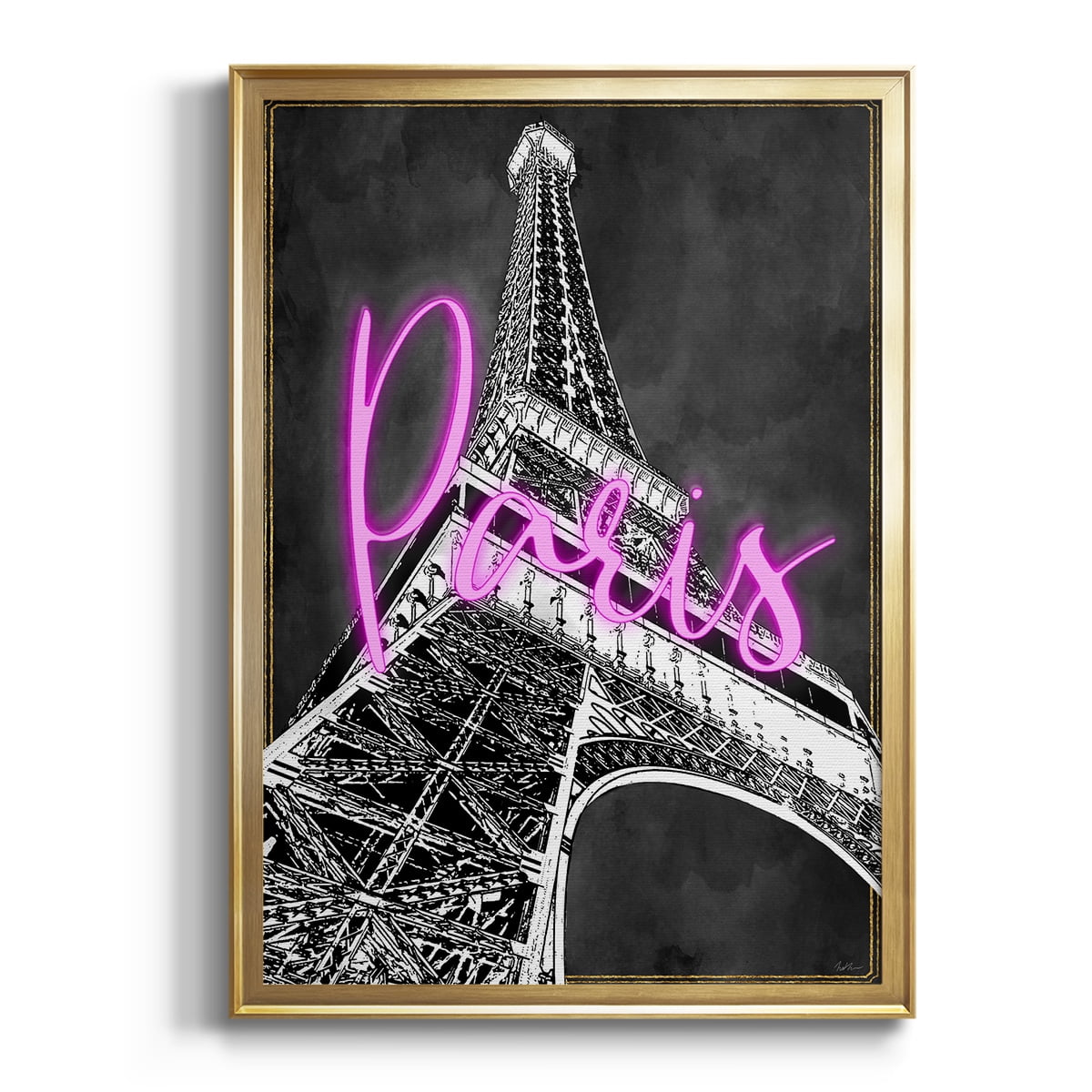 Neon Nights In Paris Premium Classic Framed Print - Ready to Hang