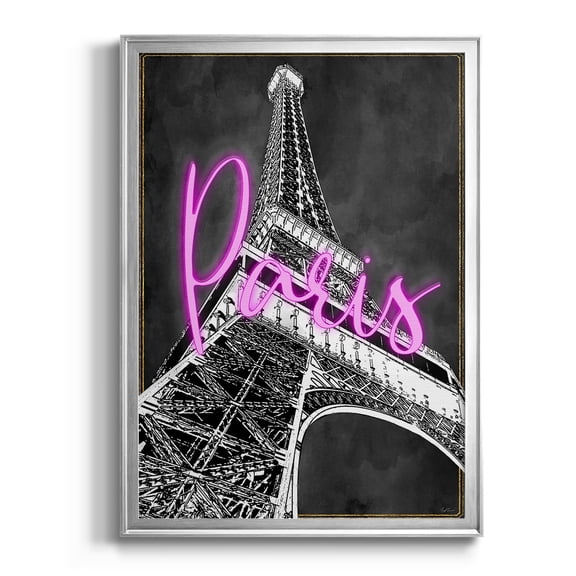 Neon Nights In Paris Premium Classic Framed Print - Ready to Hang