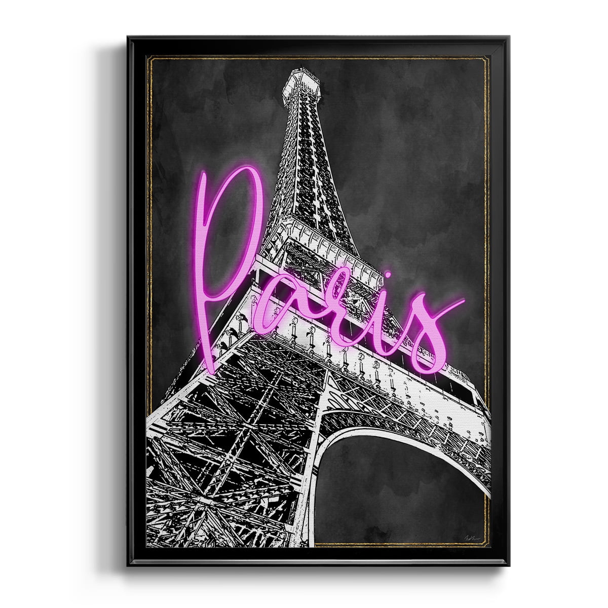 Neon Nights In Paris Premium Classic Framed Print - Ready to Hang