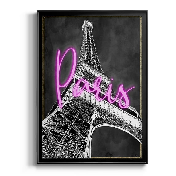 Neon Nights In Paris Premium Classic Framed Print - Ready to Hang