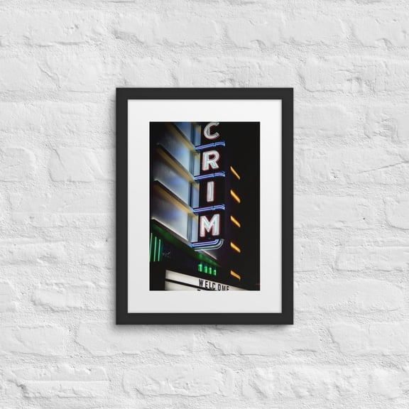 "Neon Nights" — Vintage Theater Art Framed Poster (Black, 12″×16″)