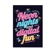 Neon Nights and Digital Fun Wall Art - Digital Nostalgia Enthusiast - 13x19 Poster Print