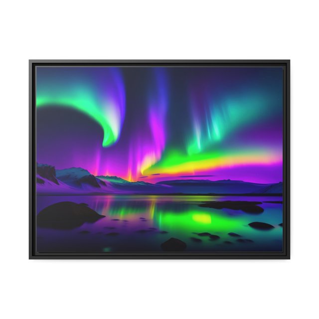 Neon Northern Lights Framed Canvas Wall Art Unreal Series Pop Art