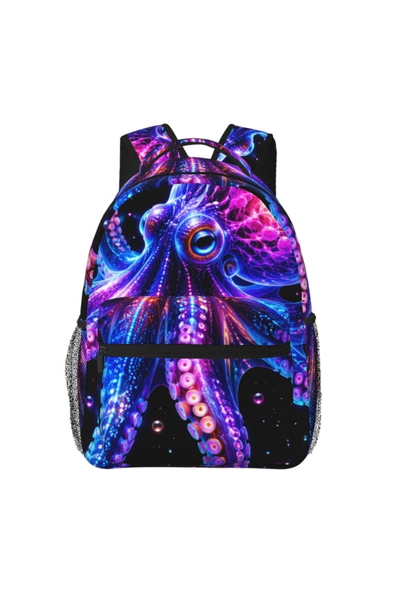 Neon Octopus Bioluminescent Art Laptop Backpack Travel Rucksack for Teens Adults, Fits 15-inch Notebook