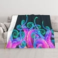 thumbnail image 1 of Neon Octopus Throw Blankets 50"x40" Lightweight Flannel Fleece Cozy Soft Blanket Home Decor for Couch Bed Sofa Bedroom Living Room Travel Birthday Christmas All Season, 1 of 6