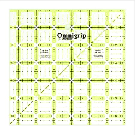 Neon Omnigrip 6.5" Non-Slip Ruler, Square Quilter's Ruler by Omnigrid