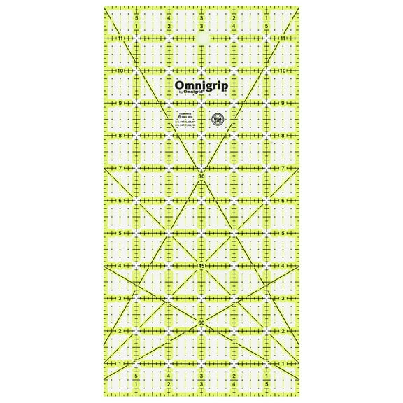 Neon Omnigrip 6" x 12" Non-Slip Ruler, Rectangle Quilter's Ruler by Omnigrid