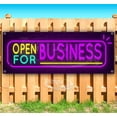 thumbnail image 1 of Neon Open For Business 13 oz Vinyl Banner With Metal Grommets, 1 of 4