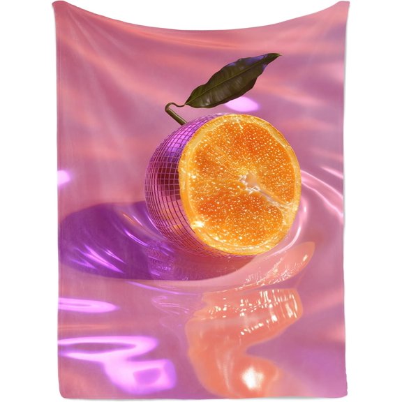 Neon Orange Disco Fruit Tapestry Wall Hanging, Retro Pop Art Print for Bedroom, Dorm, or Lounge Aesthetic Wall Decor 40x60inch