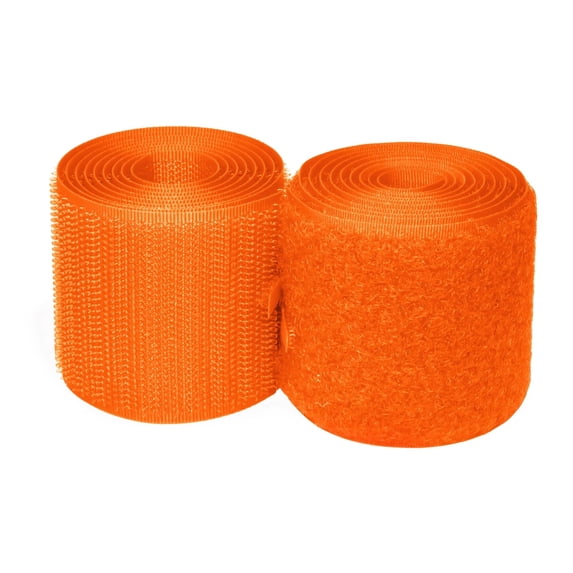 Neon Orange 2 Inch Sew On Hook and Loop Tape 1 Yard Non-Adhesive Nylon Heavy Duty Fastener Roll for Gear and Equipment Use