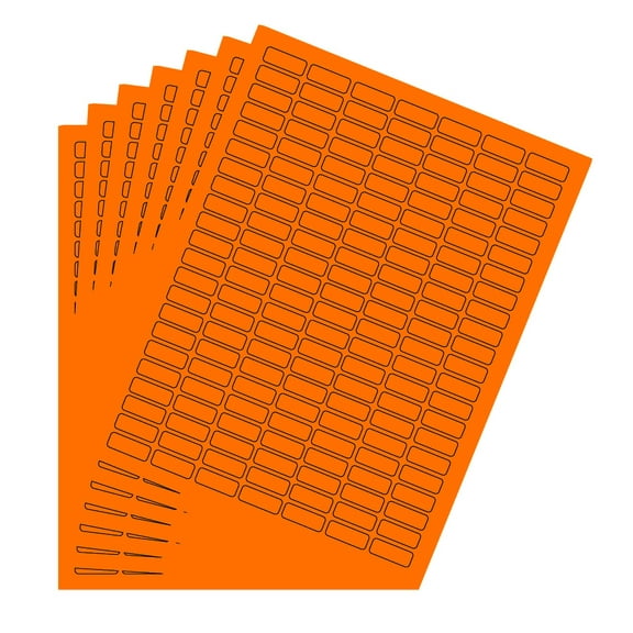 Neon Orange Sticker Label Sheets Bulk Printable Paper Labels 1 inch x 0.375 inch - 1540 Pack, 10 Sticker Sheets for Laser/ Inkjet Printers with Template Included by Royal Green