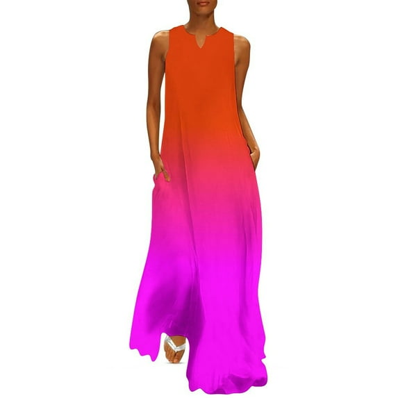 Neon Orange and Hot Pink Ombre Shade Color Fade Long Dress Dress for girls Dresses gala wom's fashion dresses Dress