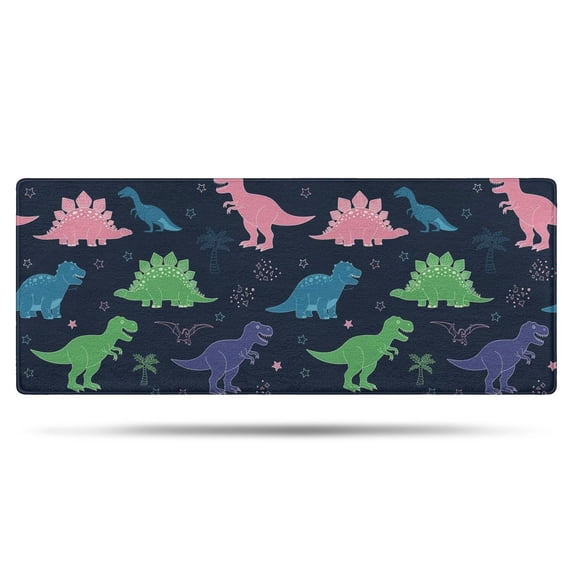 Neon Outline Dinosaurs Vibrant Bathroom Rugs Mat,Non Slip Microfiber Bathroom Rug,Rubber Backing,Soft Bathroom Mats for Bathroom Floor,Tub and Shower,60x24in(150x60cm)