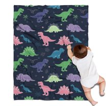 Neon Outline Dinosaurs Vibrant Blanket,Comfortable Soft Lamb Wool Throw Blanket,All Season,Warm Lightweight Blankets for Sofa Bed Couch Living Room Chair,30"x40"
