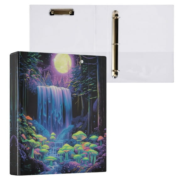 Neon Oversized Waterfall 3 Ring Hardcover Binders 1.5in Round Rings for Letter-Size Folder Paper Organizer Pockets for Office Student Recipe