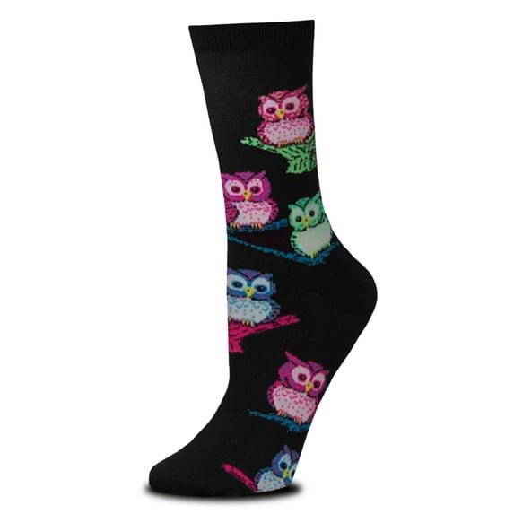 Neon Owl Black Medium Socks