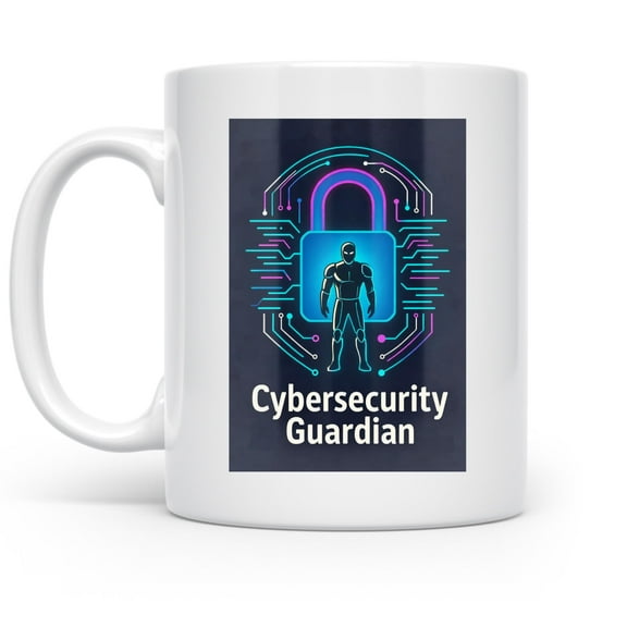 Neon Padlock Cybersecurity, 11oz mug for coders and software engineers who code at night